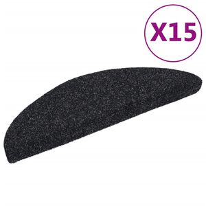 vidaXL Schodov&eacute; rohože samolepic&iacute; 15 ks 56 x 17 x 3 cm čern&eacute;, půlkulat&eacute;