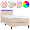 vidaXL Box spring postel matrace a LED cappuccino 90x200 cm uměl&aacute; kůže
