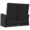 vidaXL Polohovací zahradní lavice s poduškami černá 118 cm polyratan