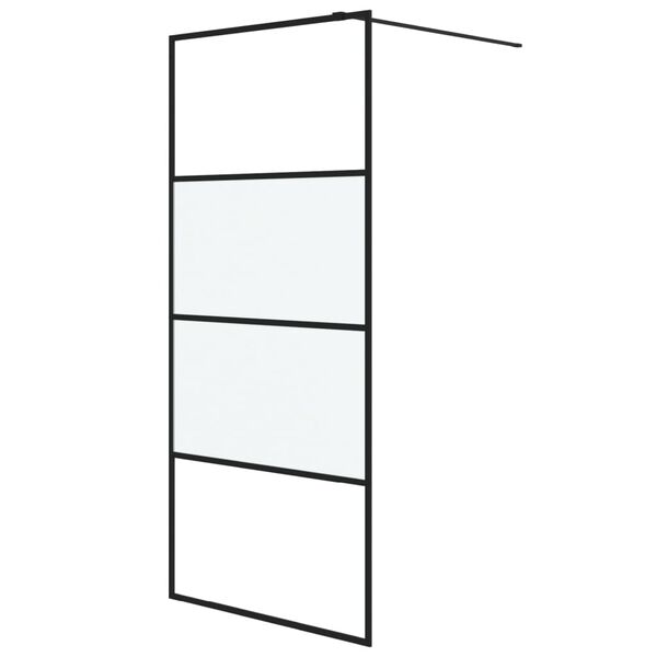vidaXL Sprchov&aacute; z&aacute;stěna walk-in čern&aacute; 90x195 cm napůl ml&eacute;čn&eacute; ESG sklo