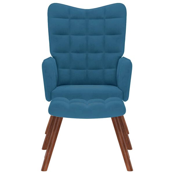 vidaXL Relaxačn&iacute; křeslo se stoličkou modr&eacute; samet