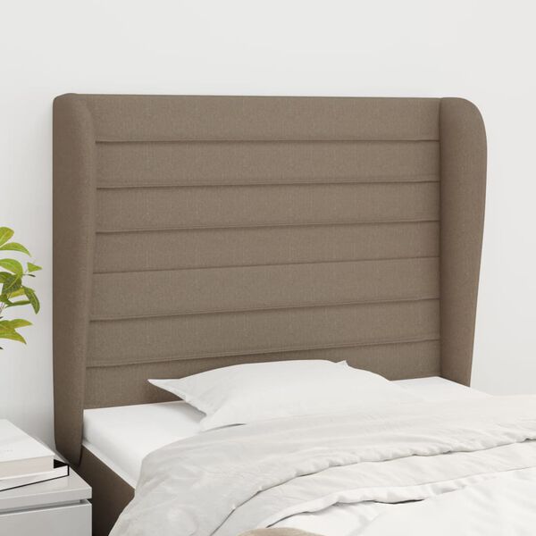 vidaXL Čelo postele typu u&scaron;&aacute;k taupe 103x23x118/128 cm textil