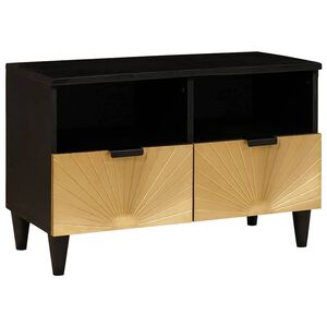 vidaXL Televizn&iacute; skř&iacute;ň Čern&aacute; a zlat&aacute; 70 x 33 x 46 cm Kompozitn&iacute; dřevo