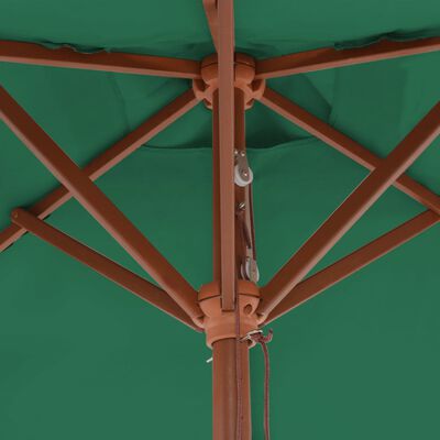vidaXL Zahradní slunečník s dřevěnou tyčí 150 x 200 cm zelený