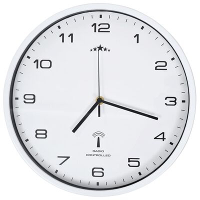 vidaXL Rádiem řízené nástěnné hodiny se strojkem Quartz 31 cm bílé