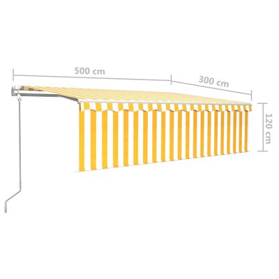 vidaXL Automatická zatahovací markýza s roletou 5 x 3 m žlutobílá