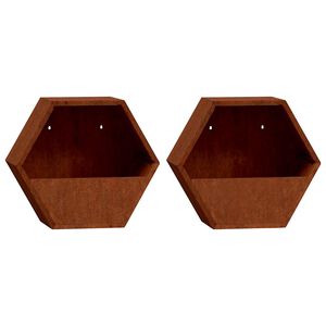 vidaXL N&aacute;stěnn&eacute; květin&aacute;če 2 ks rezav&eacute; cortenov&aacute; ocel 46 x 10 x 40 cm