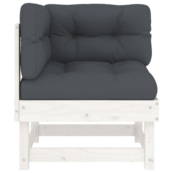 vidaXL Rohová pohovka s poduškami bílá masivní borové dřevo