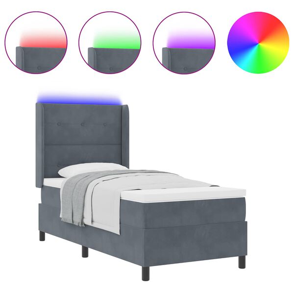 vidaXL Postel s boxspringem s matrac&iacute; Tmavě &scaron;ed&aacute; 80 x 200 cm samet