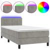 vidaXL Box spring postel s matrac&iacute; a LED světle &scaron;ed&aacute; 90x200 cm samet