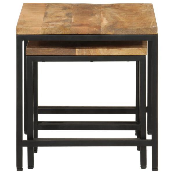 vidaXL Hnízdové konferenční stolky 3 ks hrubý mangovník a železo