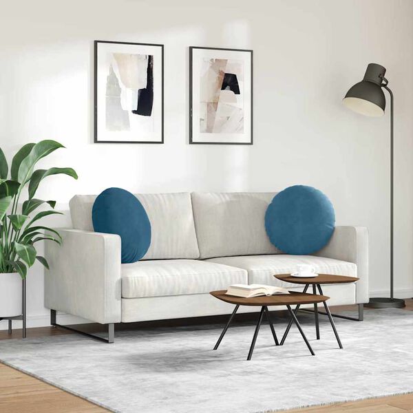 vidaXL Pol&scaron;t&aacute;ře na sedadla 2 pcs Modr&aacute; &Oslash; 40 x 13 cm samet