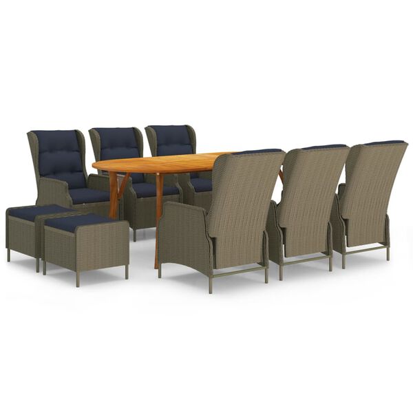 vidaXL 9d&iacute;ln&yacute; zahradn&iacute; j&iacute;deln&iacute; set hněd&yacute;