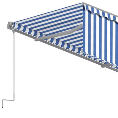 vidaXL Ručně zatahovací markýza s roletou 4 x 3 m modrobílá