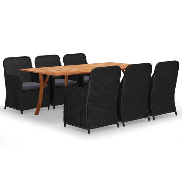 vidaXL 7d&iacute;ln&yacute; zahradn&iacute; j&iacute;deln&iacute; set čern&yacute;