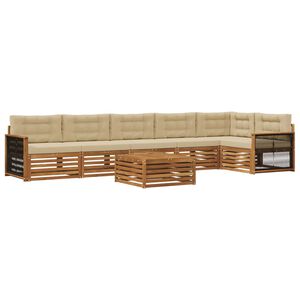 vidaXL Venkovn&iacute; pohovkov&aacute; souprava 7 pcs Přirozen&aacute; a B&eacute;žov&aacute;
