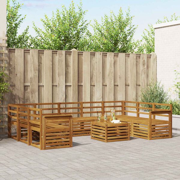 vidaXL Sedac&iacute; soupravy 10 pcs Př&iacute;rodn&iacute; Masivn&iacute; ak&aacute;tov&eacute; dřevo