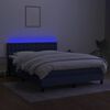 vidaXL Box spring postel s matrac&iacute; a LED modr&aacute; 140x200 cm textil