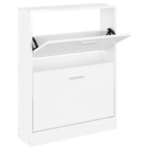 vidaXL Botn&iacute;k b&iacute;l&yacute; s vysok&yacute;m leskem 59x17x81 cm kompozitn&iacute; dřevo