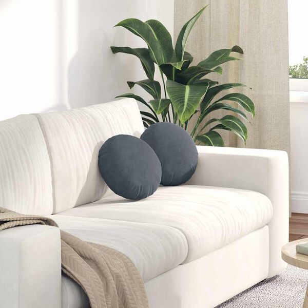 vidaXL Pol&scaron;t&aacute;ře na sedadla 2 pcs Tmavě &scaron;ed&aacute; &Oslash; 40 x 13 cm samet