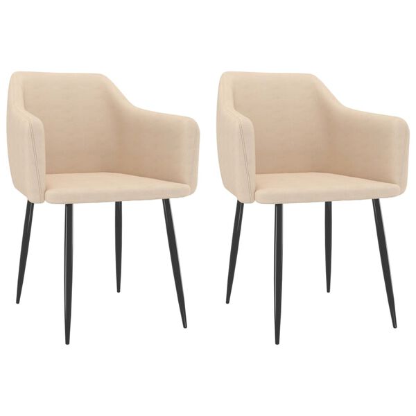 vidaXL Jídelní židle 2 ks krémové textil