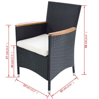 vidaXL Zahradní židle 2 ks s poduškami polyratan černé