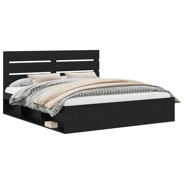 vidaXL R&aacute;m postele s čelo Čern&aacute; 200 x 200 cm Masivn&iacute; borov&eacute; dřevo