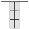 vidaXL Posuvn&eacute; dveře s kov&aacute;n&iacute;m 76x205 cm tvrzen&eacute;ho sklo a hlin&iacute;k