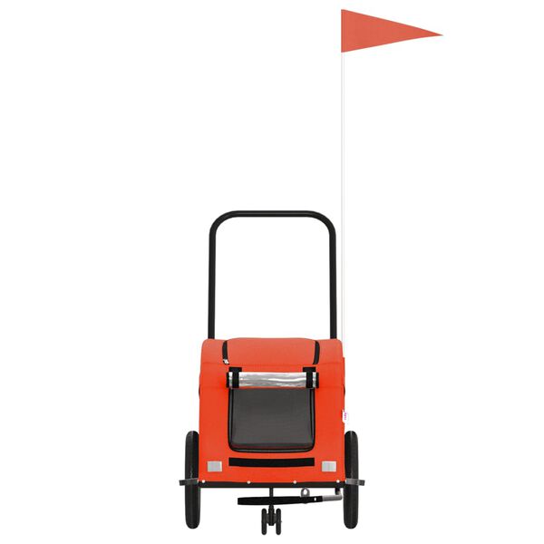 vidaXL Vozík za kolo pro psa oranžový a šedý oxfordská tkanina/železo