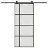 vidaXL Posuvn&eacute; dveře se sadou kov&aacute;n&iacute; čern&eacute; 90x205 cm ESG Glass