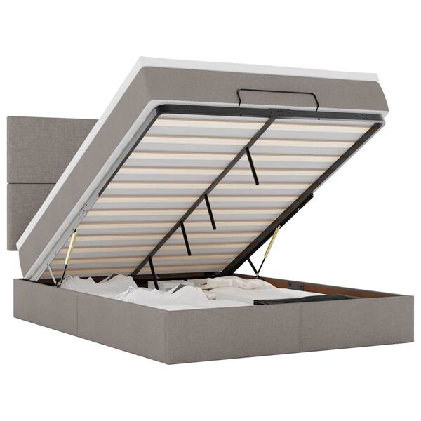 vidaXL Osmansk&yacute; r&aacute;m postele s matrac&iacute; taupe 140x190cm textil