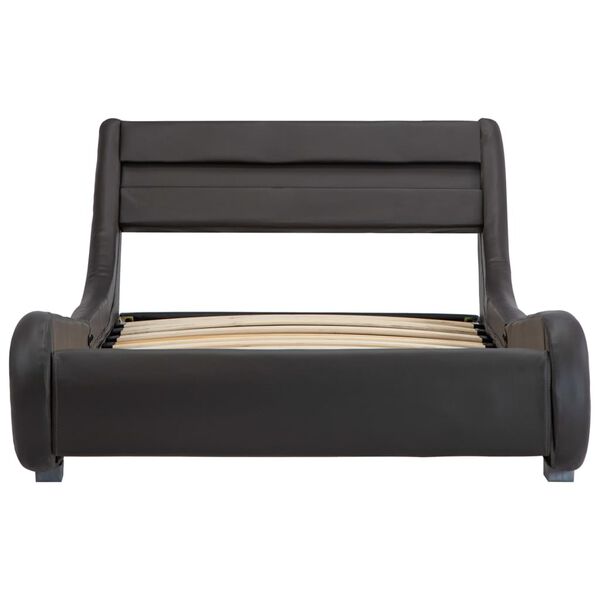 vidaXL R&aacute;m postele s LED světlem &scaron;ed&yacute; uměl&aacute; kůže 100 x 200 cm