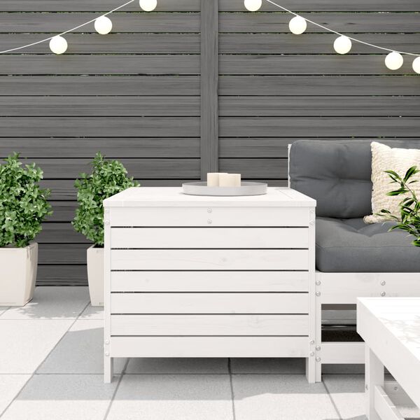 vidaXL Zahradní podnožka bílá 62 x 63,5 x 53,5 cm masivní borové dřevo