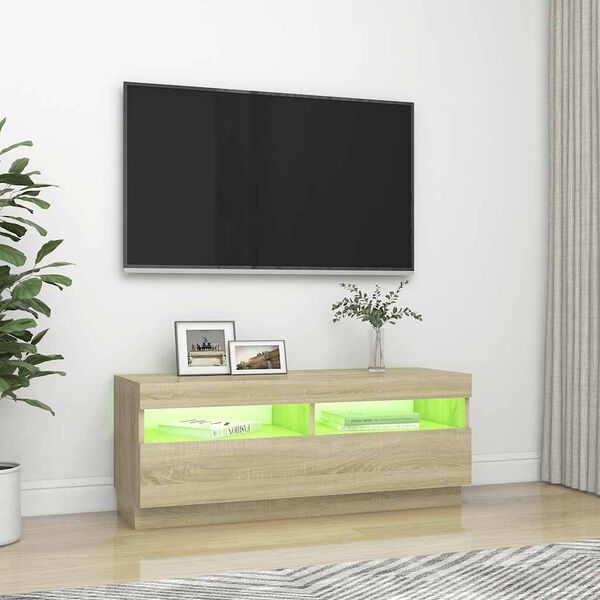 vidaXL TV skříňka s LED osvětlením dub sonoma 100 x 35 x 40 cm