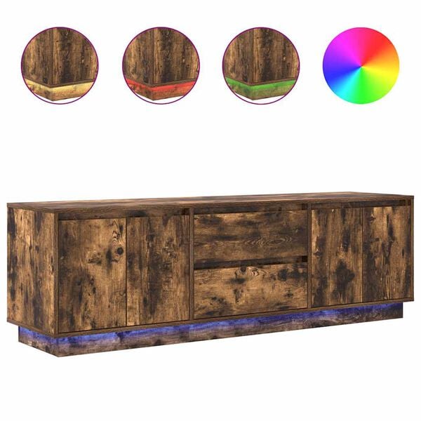 vidaXL TV skř&iacute;ňka s LED světly Uzen&yacute; dub 160,5x41x50 cm