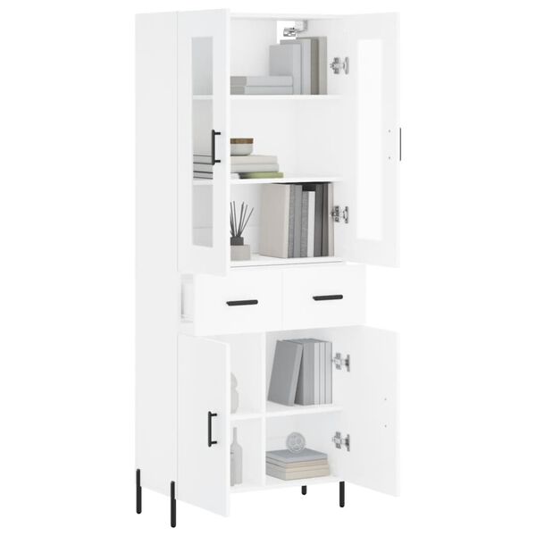 vidaXL Skř&iacute;ň highboard b&iacute;l&aacute; 69,5 x 34 x 180 cm kompozitn&iacute; dřevo