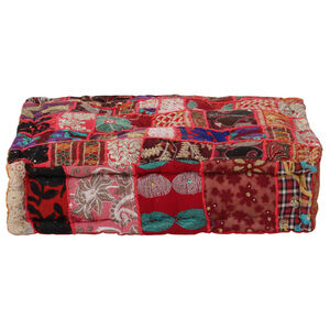 vidaXL Sedac&iacute; puf patchwork čtverec ručně vyroben&yacute; 50x50x12 cm červen&yacute;