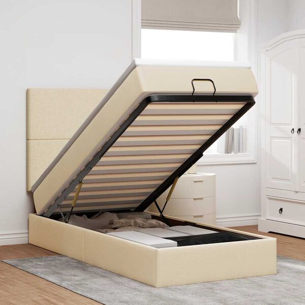 vidaXL Osmansk&yacute; r&aacute;m postele s matrac&iacute; kr&eacute;mově 80x200cm textil