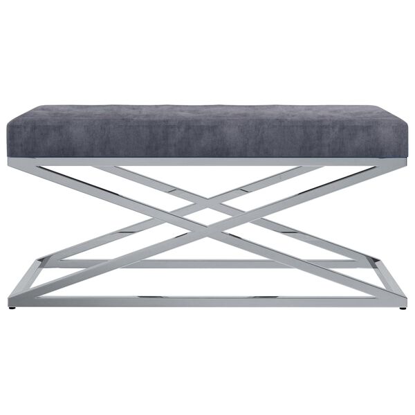 vidaXL Lavice 97 cm &scaron;ed&aacute; sametov&aacute; tkanina a nerezov&aacute; ocel