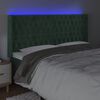 vidaXL Čelo postele s LED tmavě zelen&eacute; 203 x 16 x 118/128 cm samet