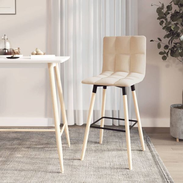 vidaXL Barová židle krémová textil