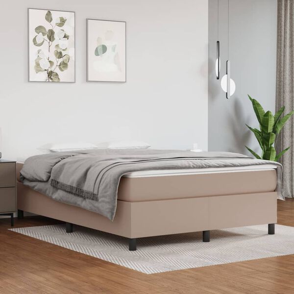 vidaXL Box spring postel s matrac&iacute; cappuccino 140x190 cm uměl&aacute; kůže