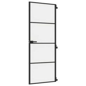 vidaXL Interi&eacute;rov&eacute; dveře &uacute;zk&eacute; čern&eacute; 76x201,5 cm tvrzen&eacute; sklo a hlin&iacute;k