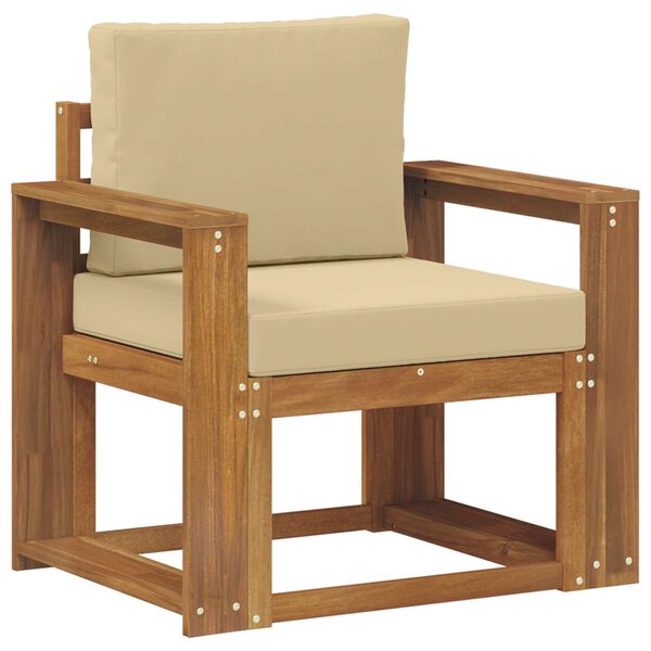 vidaXL Venkovn&iacute; pohovka Masivn&iacute; ak&aacute;ciov&eacute; dřevo a polyester Př&iacute;rodn&iacute;