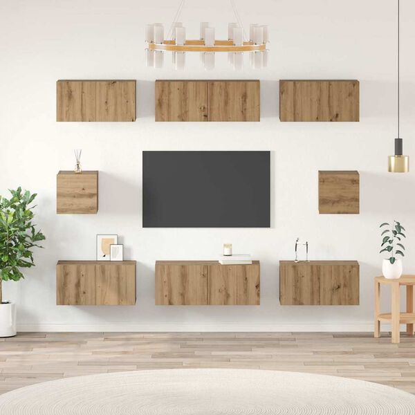 vidaXL Sestava TV skř&iacute;něk 8 pcs Artisanov&yacute; dub kompozitn&iacute; dřevo