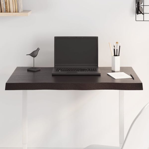 vidaXL Stoln&iacute; deska tmavě hněd&aacute; 80x40x(2-4)cm o&scaron;etřen&yacute; dub živ&aacute; hrana