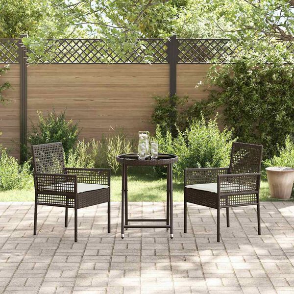 vidaXL Zahradní bistro set 3 pcs Hnědá Poly ratan
