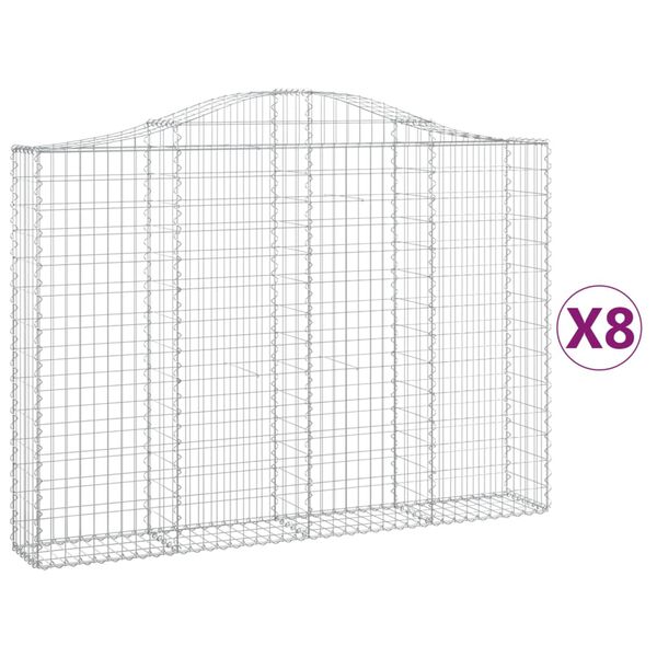 vidaXL Klenut&eacute; gabionov&eacute; ko&scaron;e 8 ks 200x30x140/160cm pozinkovan&eacute; železo