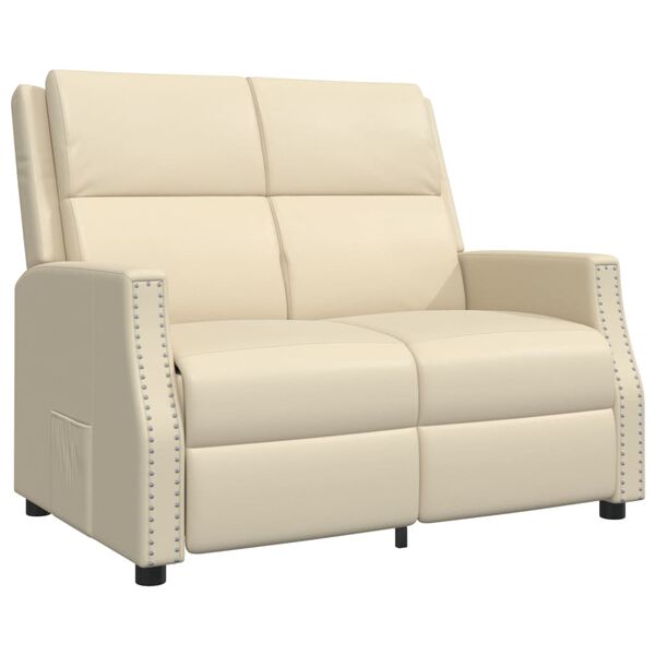 vidaXL 2m&iacute;stn&eacute; polohovac&iacute; křeslo kr&eacute;mov&eacute; uměl&aacute; kůže