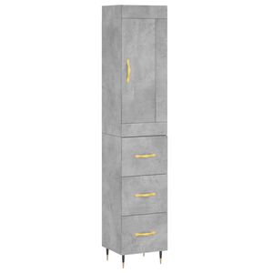 vidaXL Skř&iacute;ň highboard betonově &scaron;ed&aacute; 34,5x34x180 cm kompozitn&iacute; dřevo